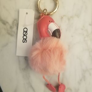 ASOS | Flamingo pom pom keychain bag charm